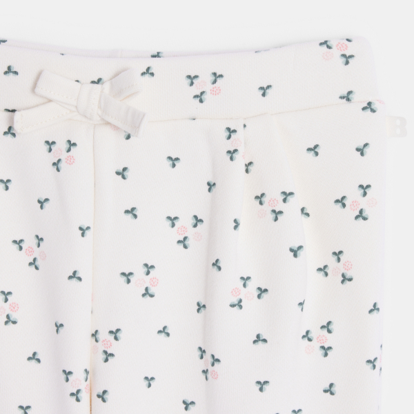 بنطال ميلتون أبيض بطبعة الأزهار للفتيات الصغيرات.